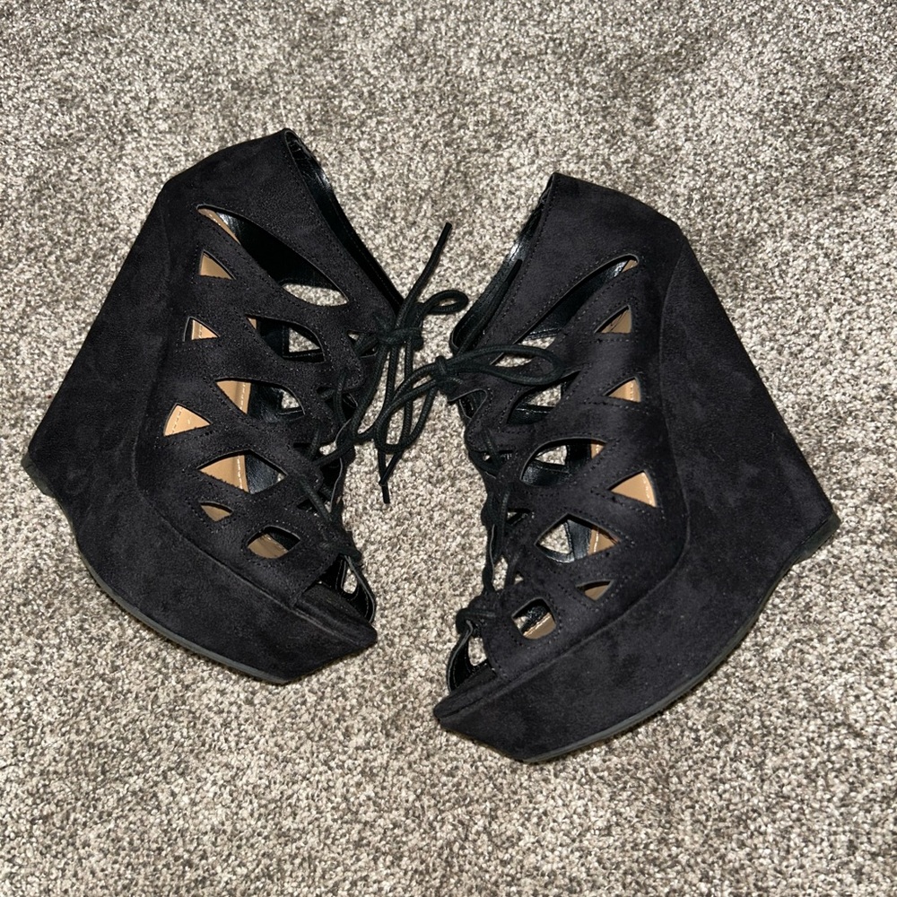 Black Suede Wedges